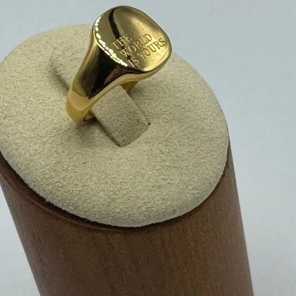14k “The World is Yours” Signet Ring - Picture 3 of 5